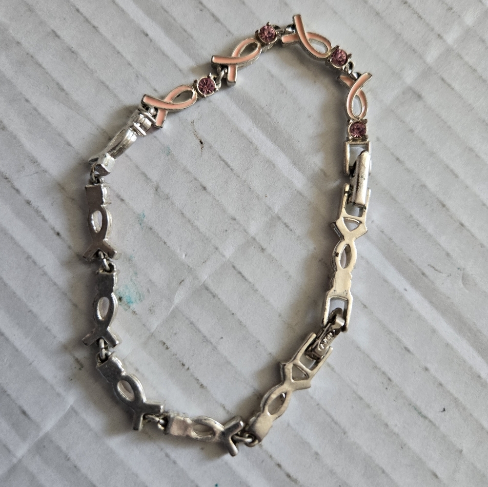 Avon Breast Cancer Crusade Tennis Bracelet Light Pink Rhinestone